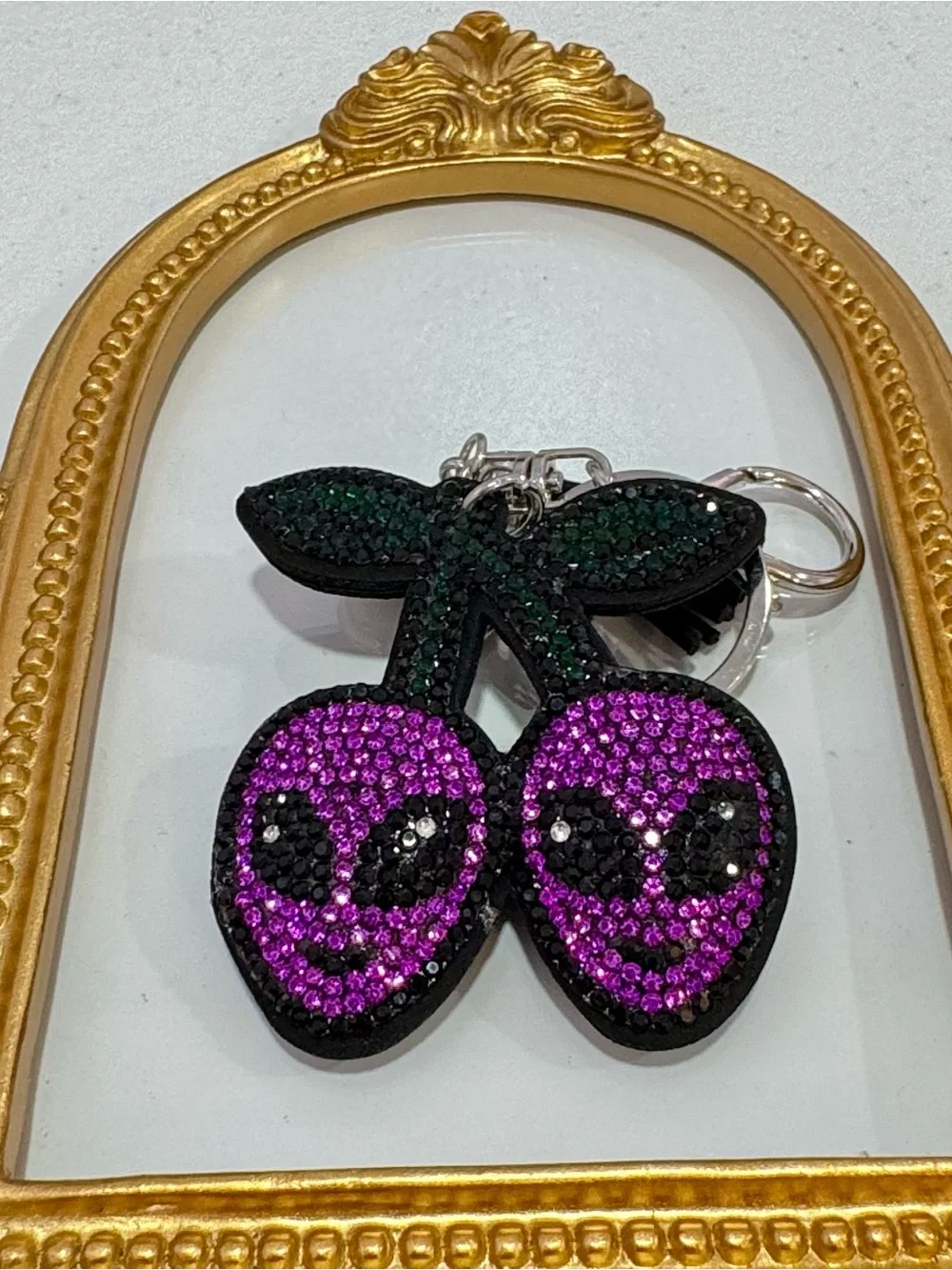 New Crystal Purple Alien  Cherry Keychain